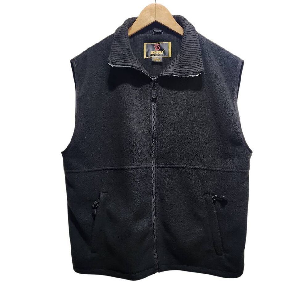 Baru Shorts fleece vest black corduroy collar full zip XL